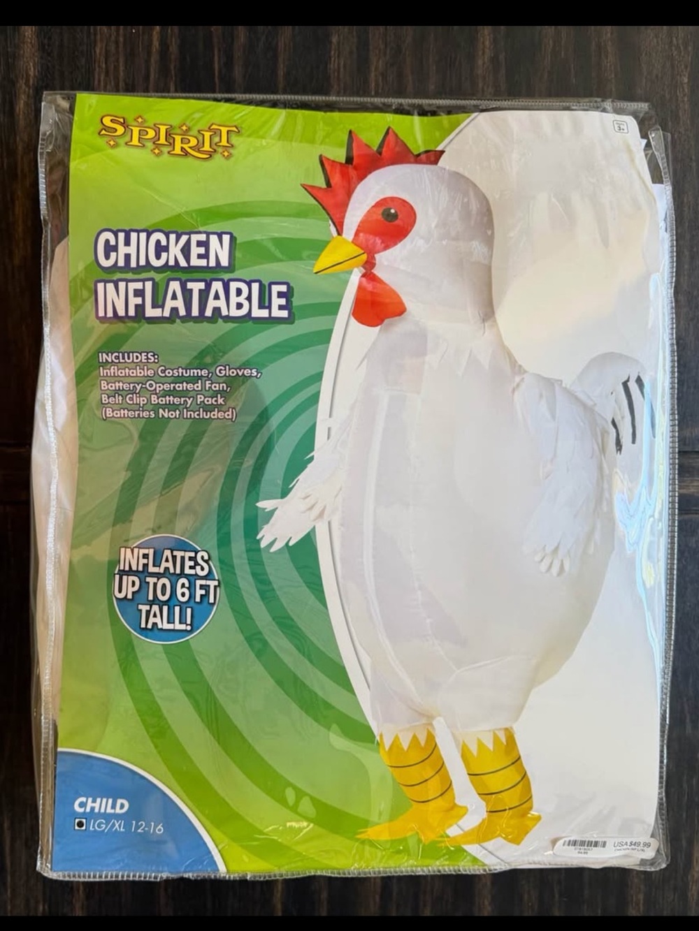 Inflatable Chicken Halloween Costume -
Child LG/XL 12-16